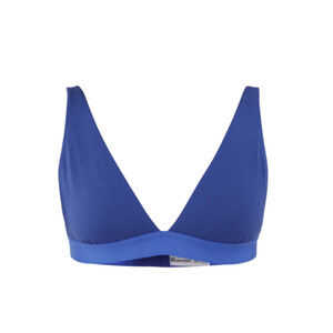 No Boundaries Womens Cotton Blend Rib Wirefree Plunge Bra Blue Multisize NWT